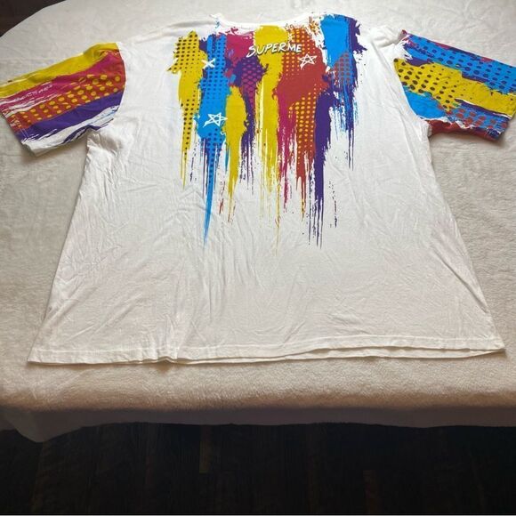 Akademiks White and Red Short Sleeve Tee with Artistic Design - Picture 2 of 11